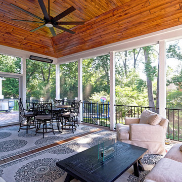 Warm, Relaxing Tray Ceiling Screened Porch + Timbertech Deck in Arlington, VA