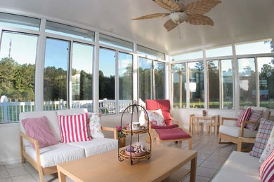 Inspiration for a large timeless ceramic tile sunroom remodel in DC Metro with no fireplace and a standard ceiling