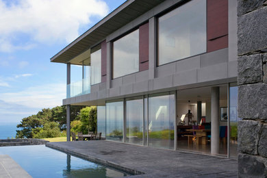 Contemporary swimming pool in Channel Islands.