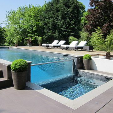 Glass wall outdoor pool
