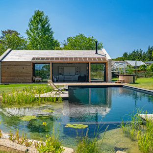 Inspiration for a rural custom shaped natural swimming pool in Wiltshire.