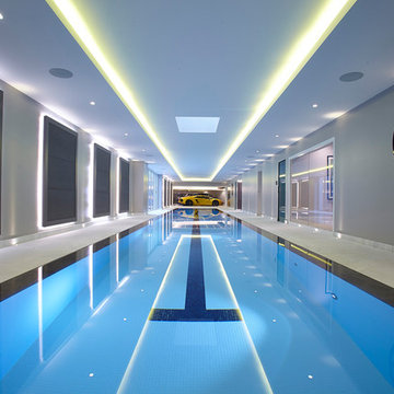 Striking deck-level swimming pool in Northwood, London.