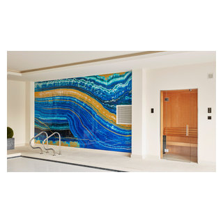 Swimming Pool Feature Wall - Modern - Pool - Surrey - by CreoGlass ...