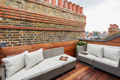 Design ideas for a small contemporary roof terrace in London with a dock and no cover.