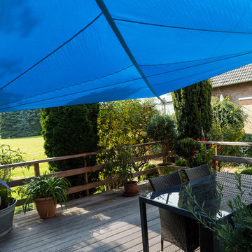 Manuell aufrollbares Sonnensegel | Terrasse | blau