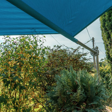 Manuell aufrollbares Sonnensegel | Terrasse | blau