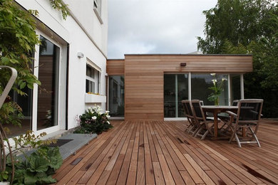 Imagen de terraza contemporánea grande sin cubierta con jardín de macetas