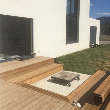 Terrasse bois sur pilotis métal