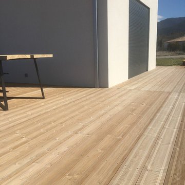 Terrasse bois sur pilotis métal