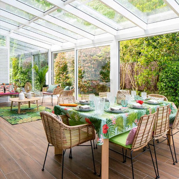 Diseño de terraza con cerramiento de cristal