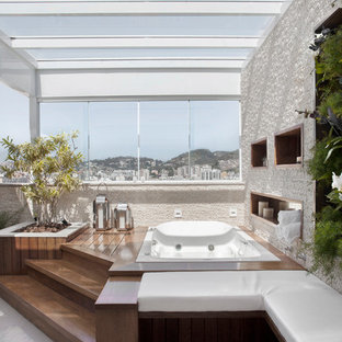 Ispirazione per una terrazza contemporanea sul tetto e sul tetto