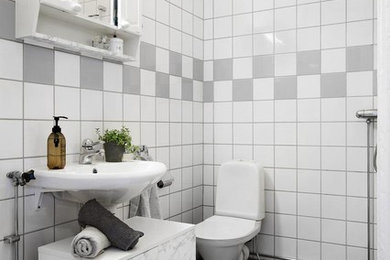 Inspiration för ett minimalistiskt toalett