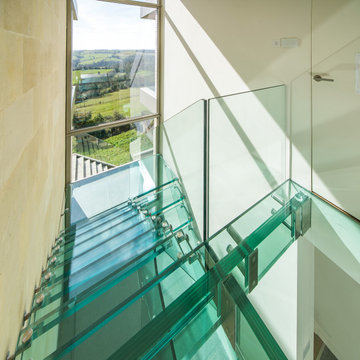 Designer glass staircase and glass floor