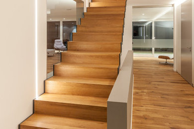 Geräumige, Gerade Moderne Holztreppe mit Holz-Setzstufen in Stuttgart