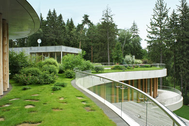 Свежая идея для дизайна: большой летний участок и сад на крыше в современном стиле - отличное фото интерьера