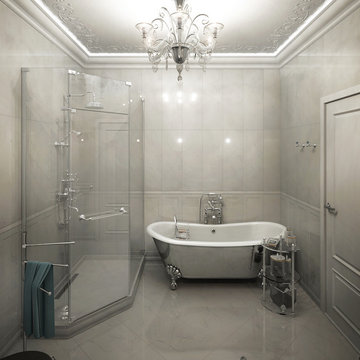 Просторная ванная в классическом стиле