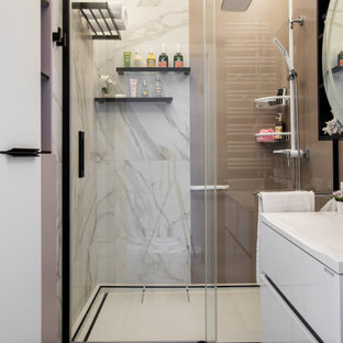 75+ Badezimmer mit integriertem Waschbecken und schwebendem Waschtisch