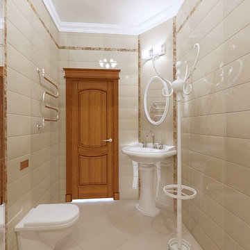 Ванная комната в классическом стиле в светлых тонах