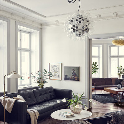 Living room - mid-sized scandinavian formal and open concept living room idea in Stockholm with white walls, no fireplace and no tv