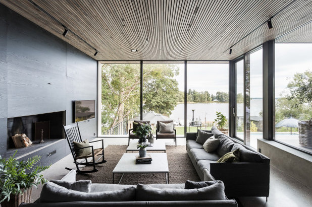 Contemporary Living Room by Schüco Sverige