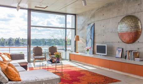 Houzzbesuch: Orange und Sichtbeton für eine Villa in Südstockholm