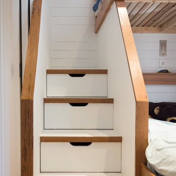 Boys bedroom with bunks done on a "ships cabin" style in Am Cherry