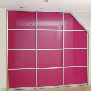 Fabulous Fuchsia Pink sliding doors with decor bars.