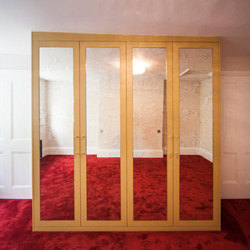 Shaker style door wardrobe with Antique mirrors sprayed in gold colour