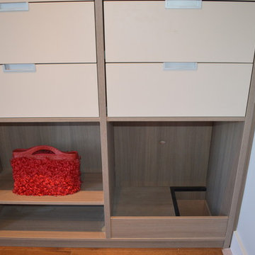 Walk in wardrobe with laundry chute on the right