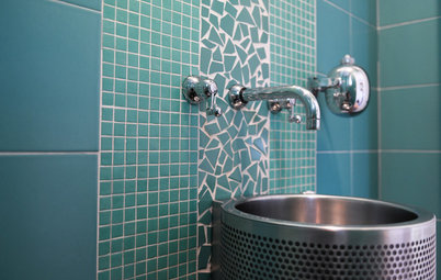 Bagni Colorati: 20 Modi di Usare il Mosaico in Verde e Blu