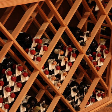 A Close-Up of a Lattice Diamond Bin in this Home Wine Cellar TX