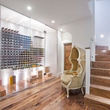A stunning wine room, which also makes a striking addition to the basement lobby