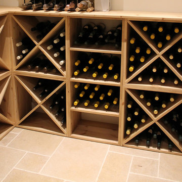 Air conditioned wine cellar in Loxwood using pine wood storage cubes