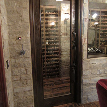 Barolo Glass Custom Wine Cellar Door With Heavy Distressing