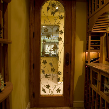 Beautiful Wood and Glass Wine Cellar Entrance (from the inside)