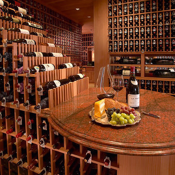 Beverly Hills Traditional Large Walk in Custom Wine Cellar Redwood Wine Room