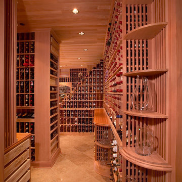 Beverly Hills Traditional Large Walk in Custom Wine Cellar Redwood Wine Room