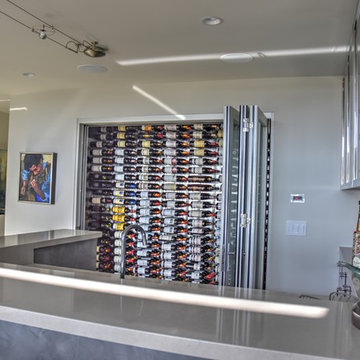 Cardiff, San Elijo - San Diego Custom Wine Cellar Glass Front with adjacent Bar