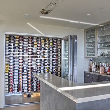 Cardiff, San Elijo - San Diego Custom Wine Cellar Glass Front with adjacent Bar