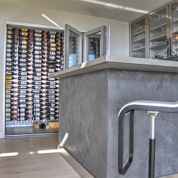 Cardiff, San Elijo - San Diego Custom Wine Cellar Glass Front with adjacent Bar