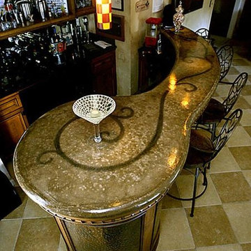 Concrete makes its way to top- Bar counter top