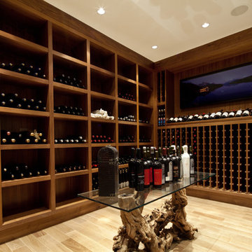 Contemporary Rift Walnut Wine Cellar