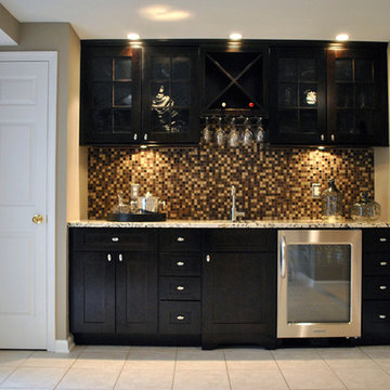 Contemporary Wet Bar and Bathroom Remodel