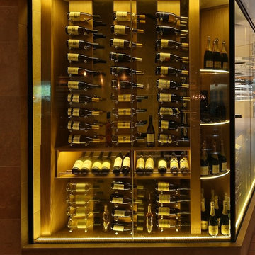 Contemporary wine cellars - White oak and Stainless Steel