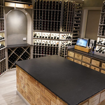 Custom Grey Wash Wine Cellar