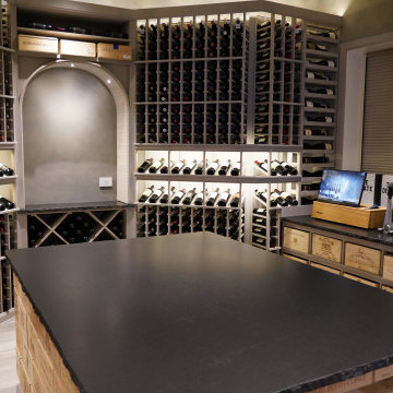 Custom Grey Wash Wine Cellar