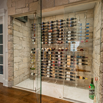 Wine cellar - transitional wine cellar idea in Chicago with display racks