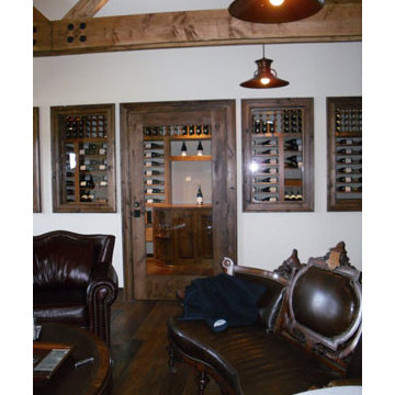 Custom Wine Cellar Door Santa Barbara in Knotty Alder and Glass