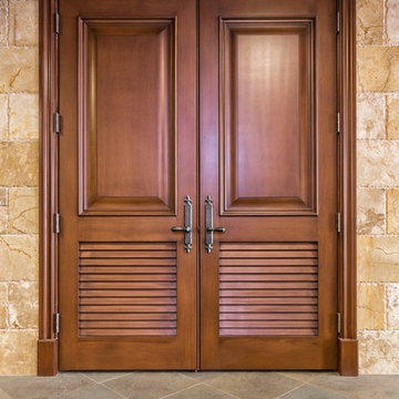 Custom Wine Cellar - Solid Wood Louver Doors