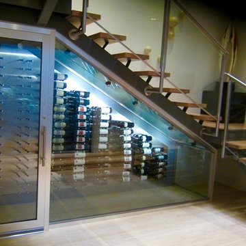 Custom Wine Display Under the Stairs Dallas Installation Project